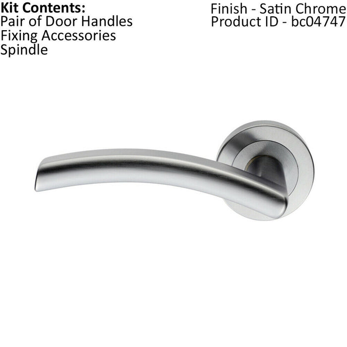 PAIR Heavyweight Arched Handle on Round Rose Concealed Fix Satin Chrome Loops