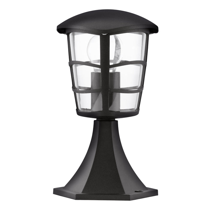 IP44 Outdoor Pedestal Light Black Aluminium Lantern 60W E27 Bulb Wall Post Loops