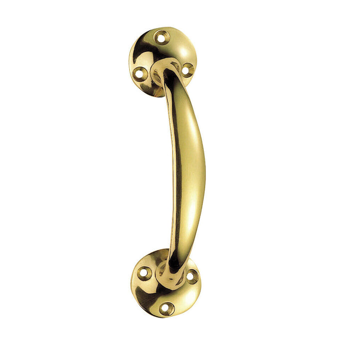 Victorian Bow Shaped Pull Handle 152mm Length 32mm Proj Polished Brass Loops