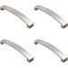 4x Flat Curved Bow Pull Handle 238 x 25mm 224mm Fixing Centres Satin Nickel Loops