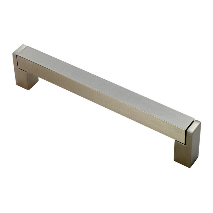 Square Section Bar Pull Handle 207 x 15mm 192mm Fixing Centres Satin Nickel Loops