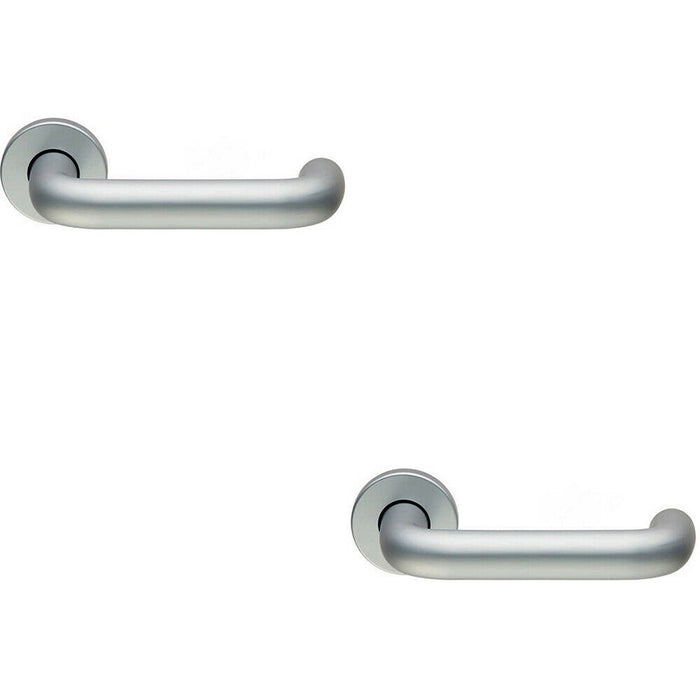 2x PAIR 22mm Round Bar Safety Lever on Round Rose Concealed Fix Satin Aluminium Loops