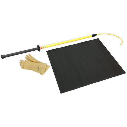 Personal Protection Kit - High Voltage Rescue Pole - Safety Gloves - Rubber Mat Loops