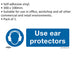 1x USE EAR PROTECTORS Health & Safety Sign - Self Adhesive 300 x 100mm Sticker Loops