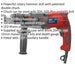750W SDS Plus Rotary Hammer Drill - Variable Speed Control - Double Chuck Loops