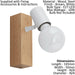 2 PACK Wall 1 Spot Light Backplate Colour Brown Wood Oak Look White Shade E27 Loops