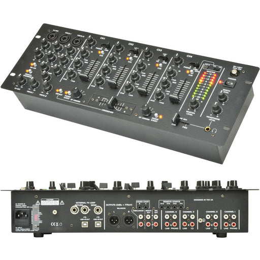 14 input 4 Channel Pro Mobile DJ Mixer USB Recording Crossfade Karaoke PA 4U 19