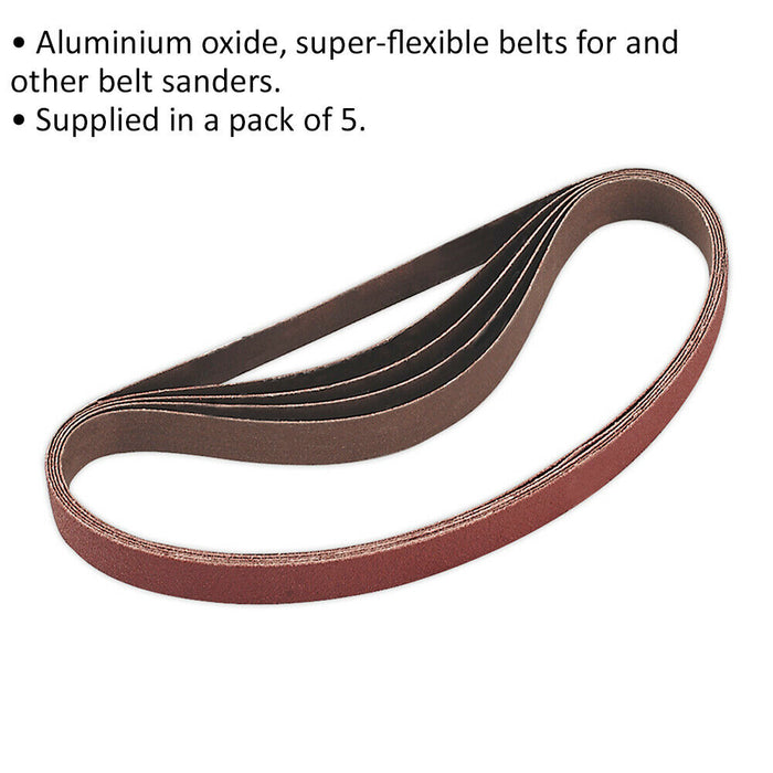 5 PACK - 20mm x 520mm Sanding Belts - 80 Grit Aluminium Oxide Slim Detail Loop Loops