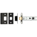 Door Handle & Latch Pack Matt Black Knurled Round Bar Lever Slim Backplate Loops