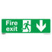 1x FIRE EXIT (DOWN) Health & Safety Sign - Rigid Plastic 300 x 100mm Warning Loops