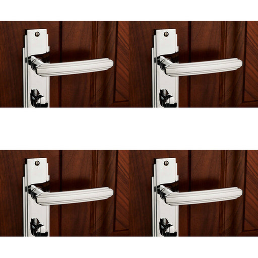 4x PAIR Line Detailed Handle on Bathroom Backplate 205 x 45mm Polished Chrome Loops