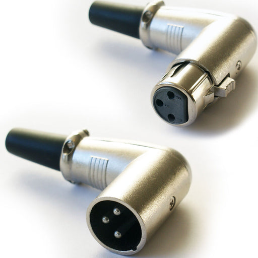 XLR 3 PIN Male & Female Solder Connectors Right Angled 90 Degree For MIC Cables Loops