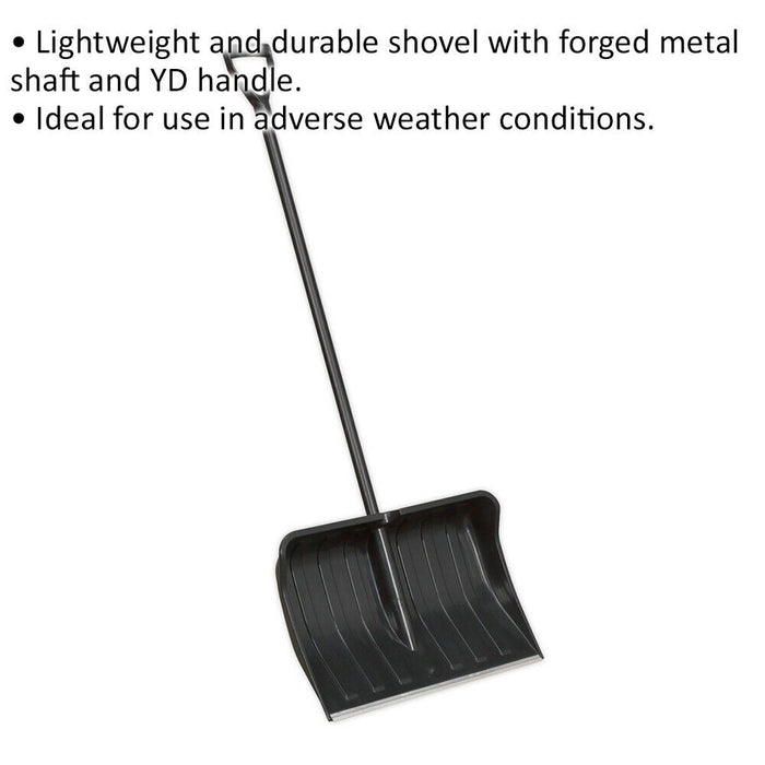 545mm Wide Head Snow Shovel - Forged Metal Shaft - Lightweight & Durable Loops