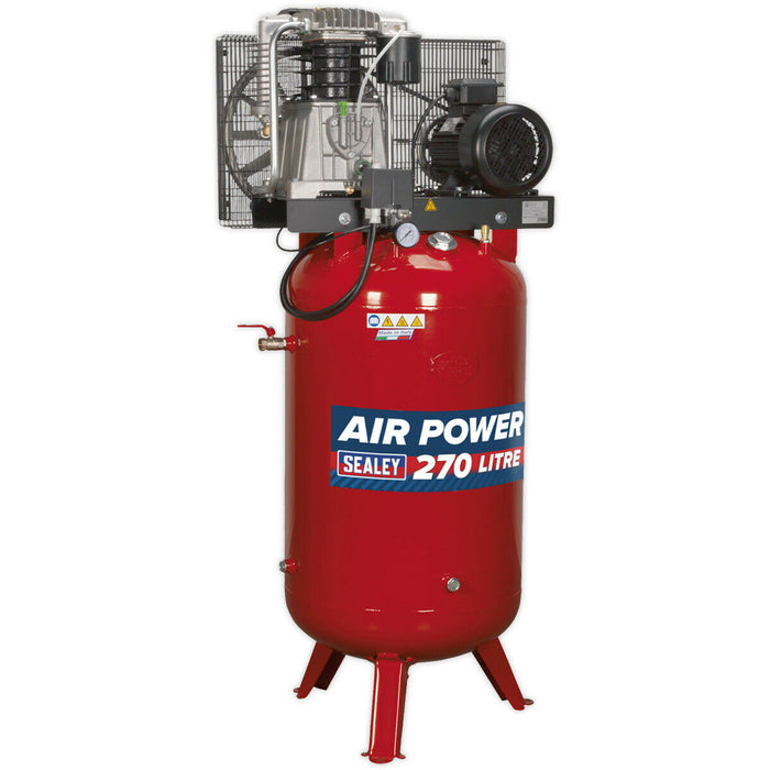 270 Litre Vertical Belt Drive Air Compressor - 2-Stage Pump - 7.5hp Motor Loops