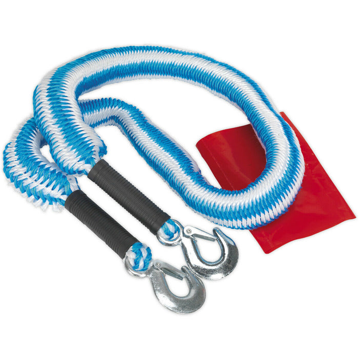 Heavy Duty Elastic Tow Rope - 2000kg Rolling Load Capacity - 1.5m to 4m Length Loops