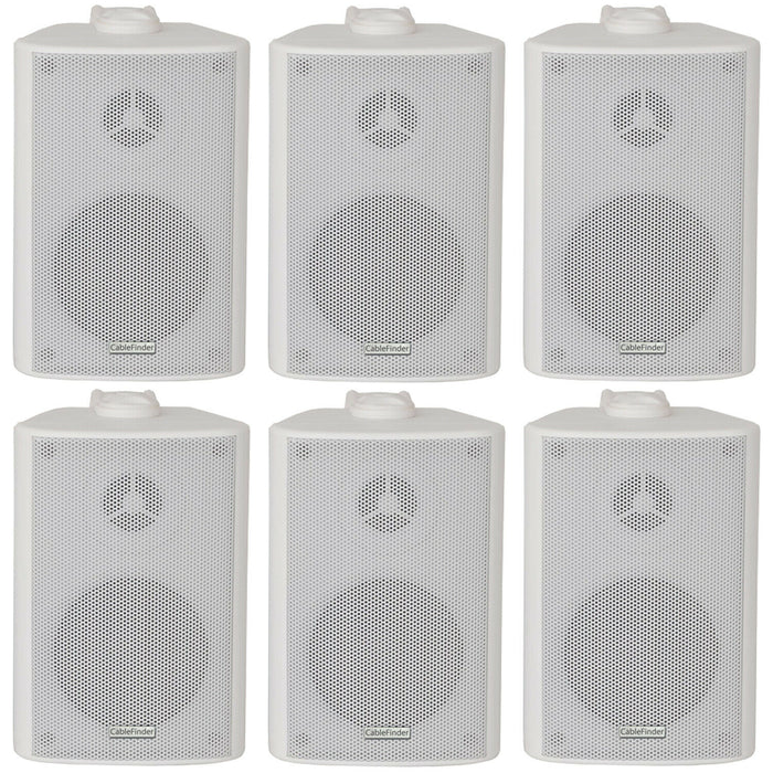 Bluetooth Wall Speaker Kit 3 Zone Stereo Amp & 6x White Wall Background Music