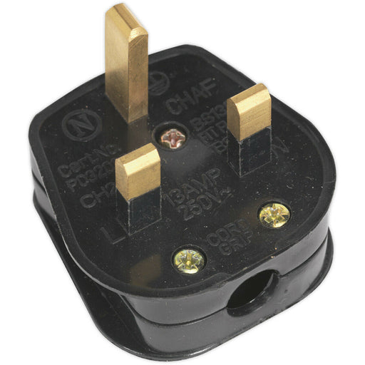 Black 13A Plug - Rewireable 3 Pin UK Mains Plug - Fused - Electrical Replacement Loops
