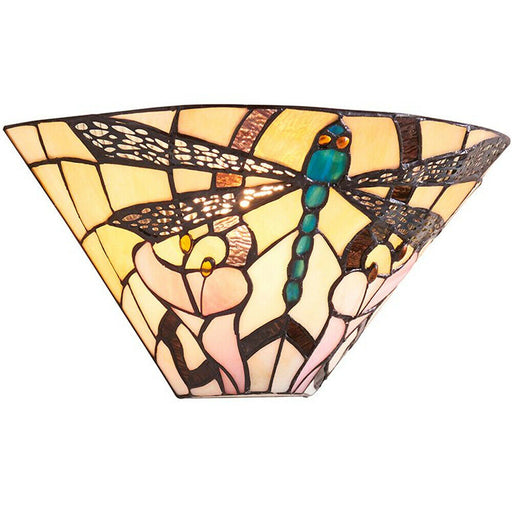 Tiffany Glass Wall Light Cream & Dragonfly Flower Shade Interior Sconce i00237 Loops