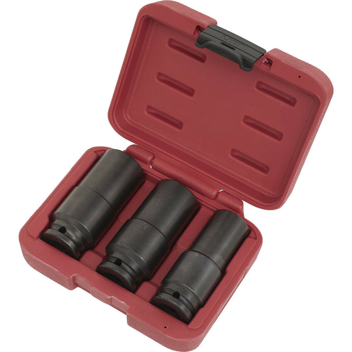 3 PACK - 17mm 19mm 21mm Counter Weighted Impact Socket Set - 1/2" Square Drive Loops