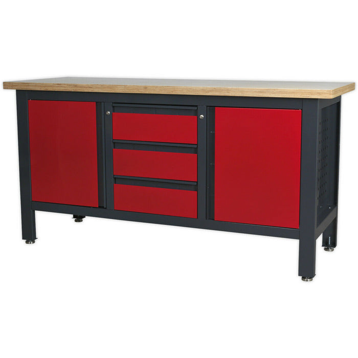 Fully Lockable Workstation- 3 Draw & 2 Cupboard - 40mm MDF Top Surface Loops