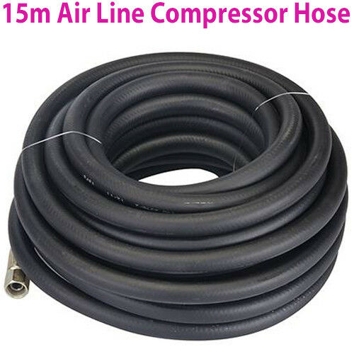 15m Strong Rubber Air Compressor Line Hose/Pipe 20Bar Pressure 6mm Nut