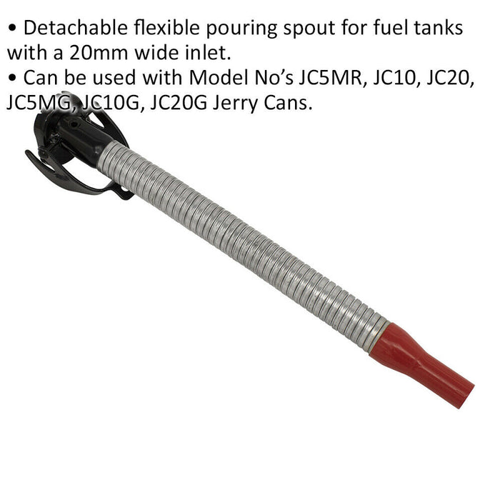 Detachable Flexible Pouring Spout - Suitable for Petrol Jerry Cans - Red Loops