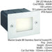 IP44 LED Half Brick Light Stainless Steel & Plain Frosted Glass 2W Cool White Loops