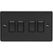5 PACK 4 Gang Quad Light Switch MATT BLACK 2 Way 10A Black Trim Loops