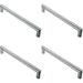 4x Mitred Round Bar Pull Handle 106 x 10mm 96mm Fixing Centres Satin Steel Loops
