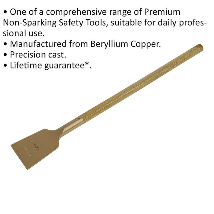 Long Handle Decorators Scraper - 100 x 720mm - Non-Sparking - Beryllium Copper Loops