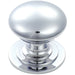 Victorian Round Cupboard Door Knob 50mm Dia Polished Chrome Cabinet Handle Loops