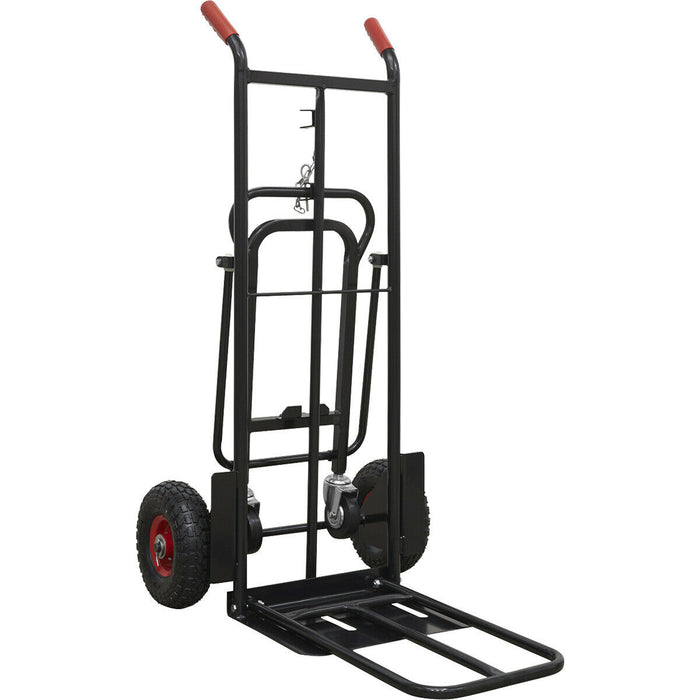 300kg Heavy Duty 3 in 1 Sack Truck & Solid PU Tyres - 45° Support Trolley Legs Loops