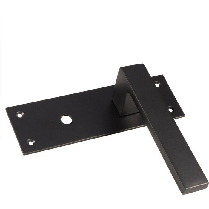 2x PAIR Straight Square Handle on Slim Lock Backplate 150 x 50mm Matt Bronze Loops