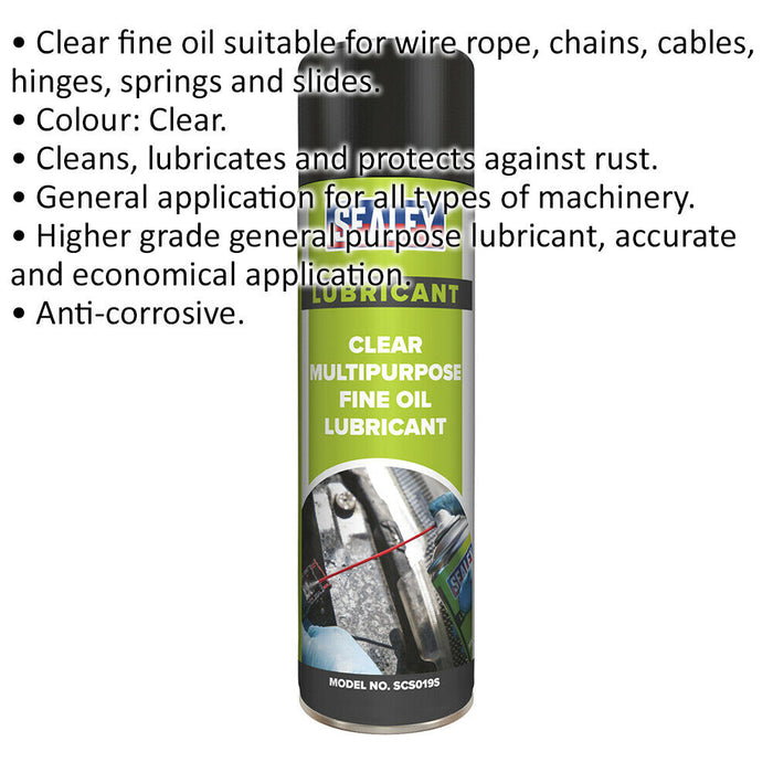 500ml Clear Multipurpose Fine Oil Lubricant - Protects Against Rust - High Grade Loops