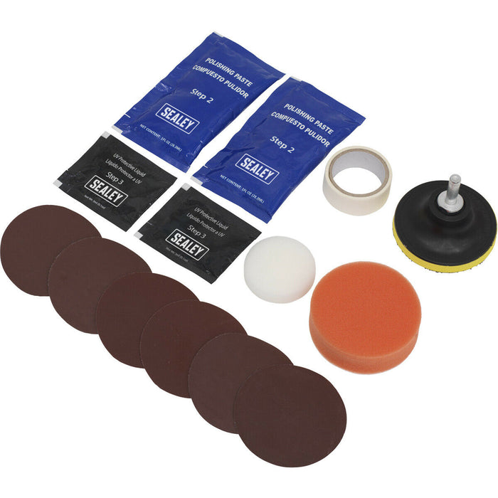 3-Stage Headlight Restoration Kit - Improves Visibility & Safety - Plastic Lens Loops