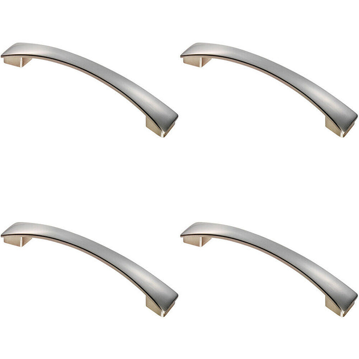 4x Curved Bow Pull Handle 183 x 26mm 160mm Fixing Centres Satin Nickel Loops