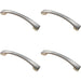 4x Curved Bow Pull Handle 183 x 26mm 160mm Fixing Centres Satin Nickel Loops