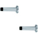 2x Wall Mounted Doorstop Cylinder on Round Rose 72 x 16mm Polished Aluminium Loops