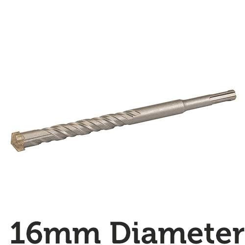 16mm x 210mm SDS Plus Crosshead Masonry Drill Bit Tungsten 4 Point Cutting Head Loops