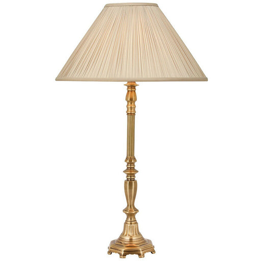 Luxury Traditional Table Lamp Light  Solid Brass & Beige Organza Pleated Shade Loops