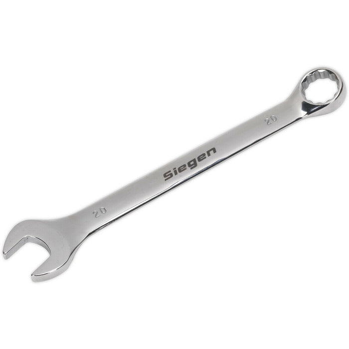 Hardened Steel Combination Spanner - 20mm - Polished Chrome Vanadium Wrench Loops