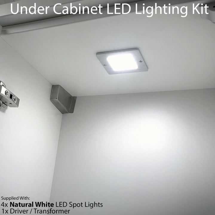 4x 5W LED Spotlight & Driver Kit Kitchen Cabinet Panel Light NATURAL WHITE Loops