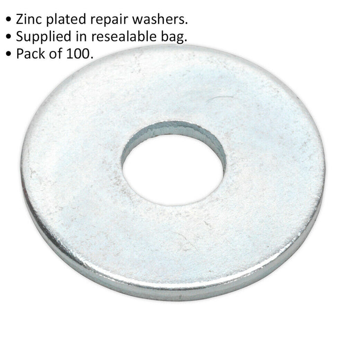 100 PACK - Zinc Plated Repair Washer - M6 x 19mm - Metric - Metal Spacer Loops