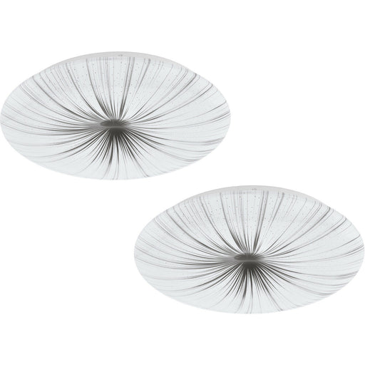 2 PACK Wall Flush Ceiling Light Colour White Shade White Silver Plastic LED 24W Loops