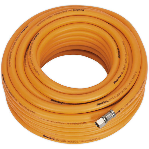 High-Visibility Hybrid Air Hose with 1/4 Inch BSP Unions - 20 Metres - 8mm Bore Loops