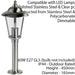 Outdoor Post Lantern Light Stainless Steel Garden Gate Wall Path Porch Lamp LED Loops