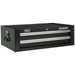 670 x 440 x 210mm BLACK 2 Drawer MID-BOX Tool Chest Lockable Storage Cabinet Loops