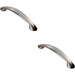 2x Flared Cabinet Pull Handle 165.5 x 23mm 128mm Fixing Centres Satin Nickel Loops