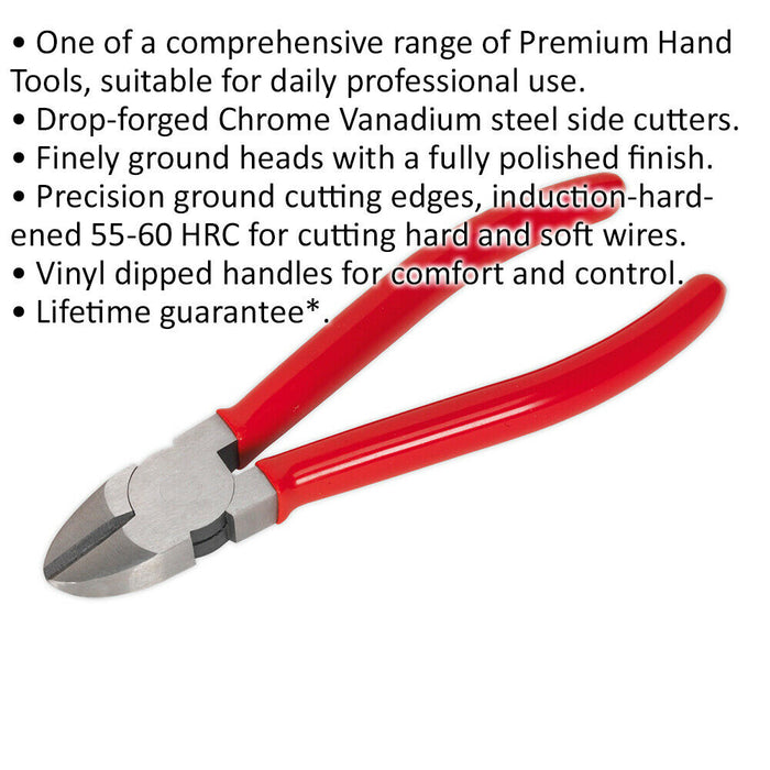 160mm Side Cutter Pliers - Drop Forged Steel - Precision Ground Cutting Edge Loops