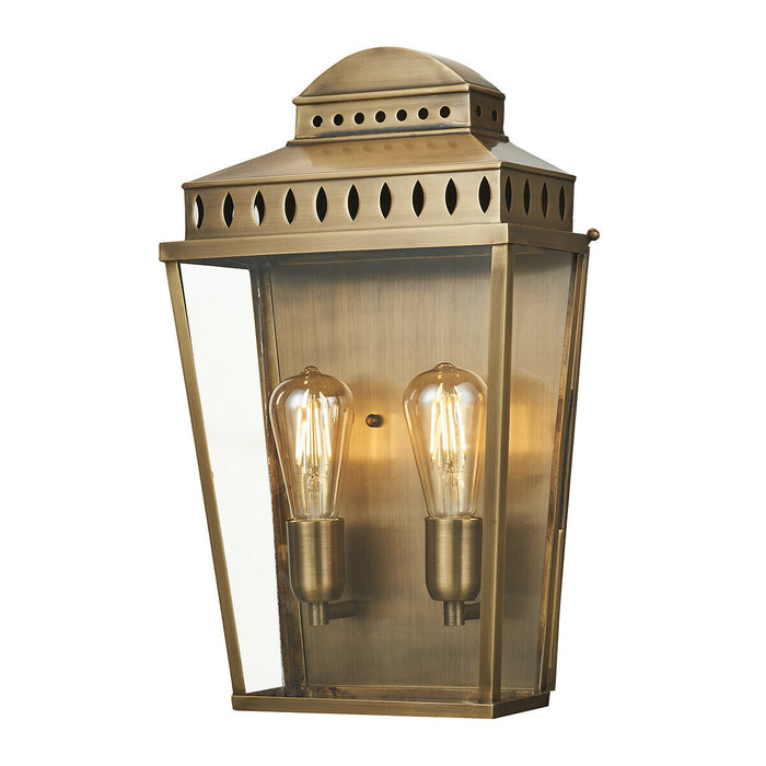 Outdoor IP44 Twin Wall Light Aged Brass LED E27 100W d01942 Loops